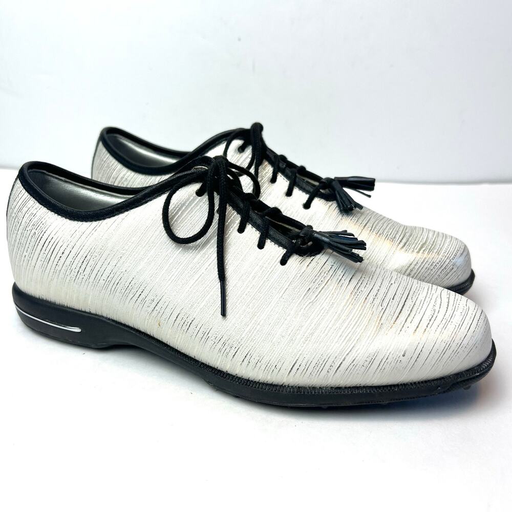 FootJoy Tailored Collection Women's Golf Shoes White Silver Brushed Leather 6.5